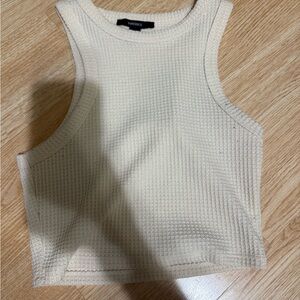 Forever 21 Cream Waffle-Knit Cropped Tank Top
